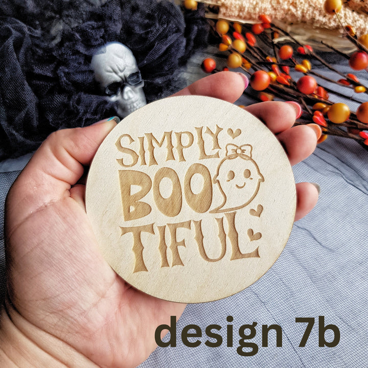 Personalised Wooden First Halloween Disc - Perfect Photo Prop for your Little One and more - Simply BOOtiful