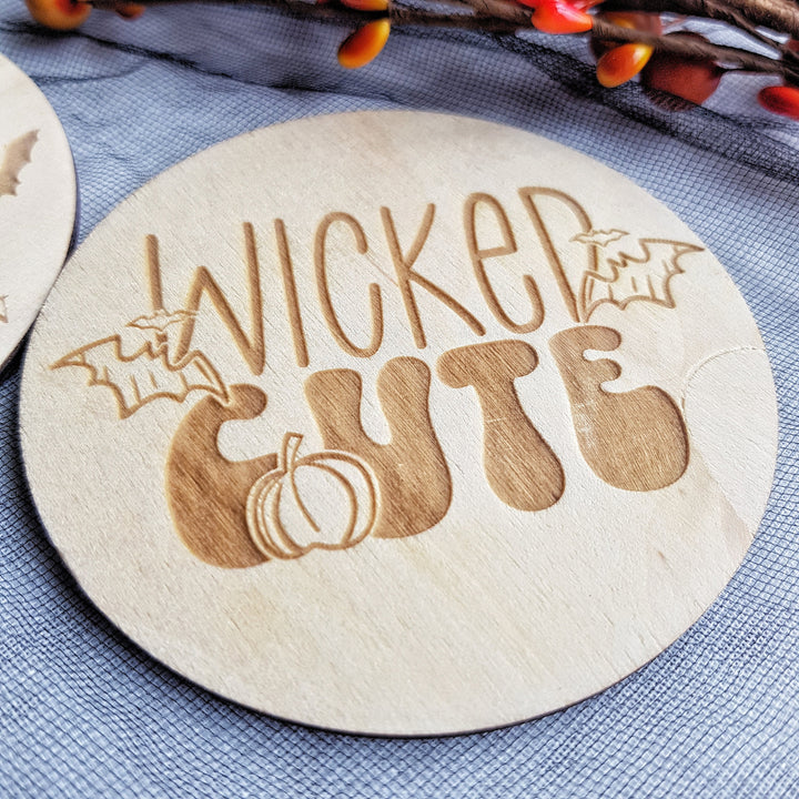 Wicked Cute Personalised Wooden First Halloween Disc - Perfect Photo Prop for your Little One and more