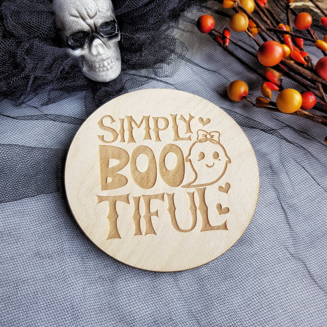 Personalised Wooden First Halloween Disc - Perfect Photo Prop for your Little One and more - Simply BOOtiful