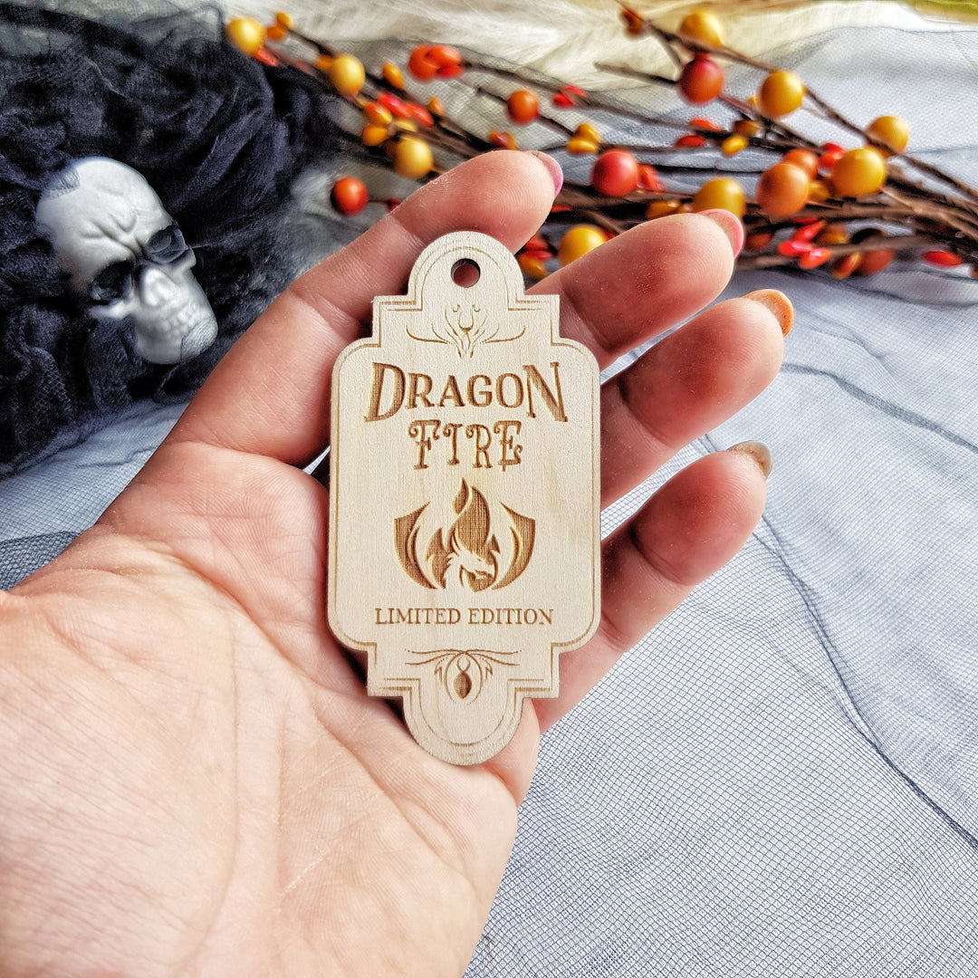 Vintage-Inspired Halloween Wooden Labels - Set of 6 Apothecary Potion Labels - Dragon fire