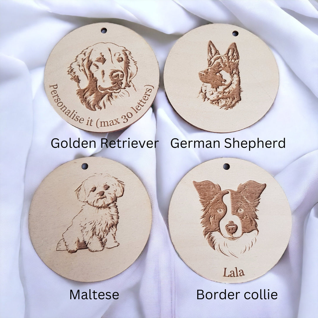 Christmas Personalised Dog Bauble - Tree Decoration Keepsake, Pet Festive Ornament - Various Breeds