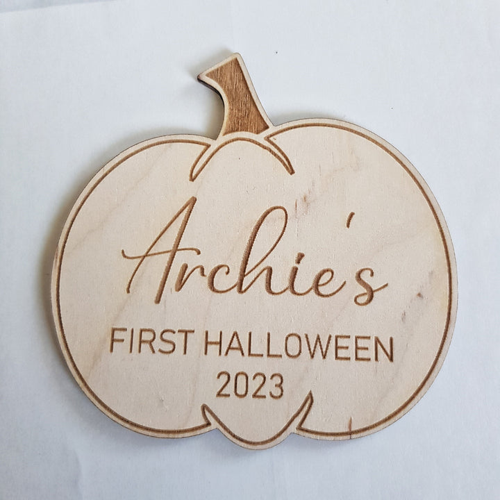 First Halloween Memories: Personalized Laser Cut Pumpkin Disc Photo Prop