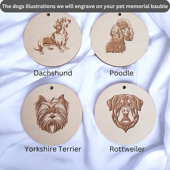 Personalised Memorial Dog Christmas Bauble with Angel Wings, Pet Loss Ornament, Bereavement Gift, Wooden Keepsake, Sympathy Gift