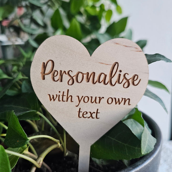 Personalised wooden plant gift tag - Heart shape