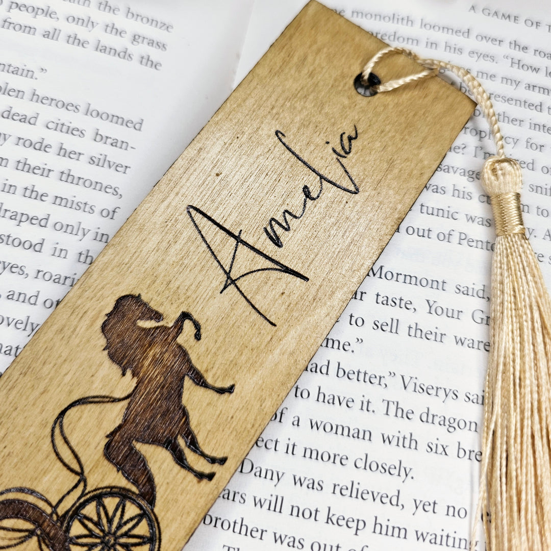 Personalised Wooden Bookmark Princess Horse Carriage