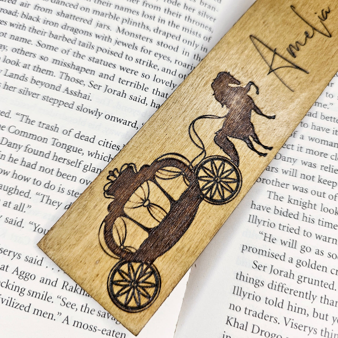 Personalised Wooden Bookmark Princess Horse Carriage