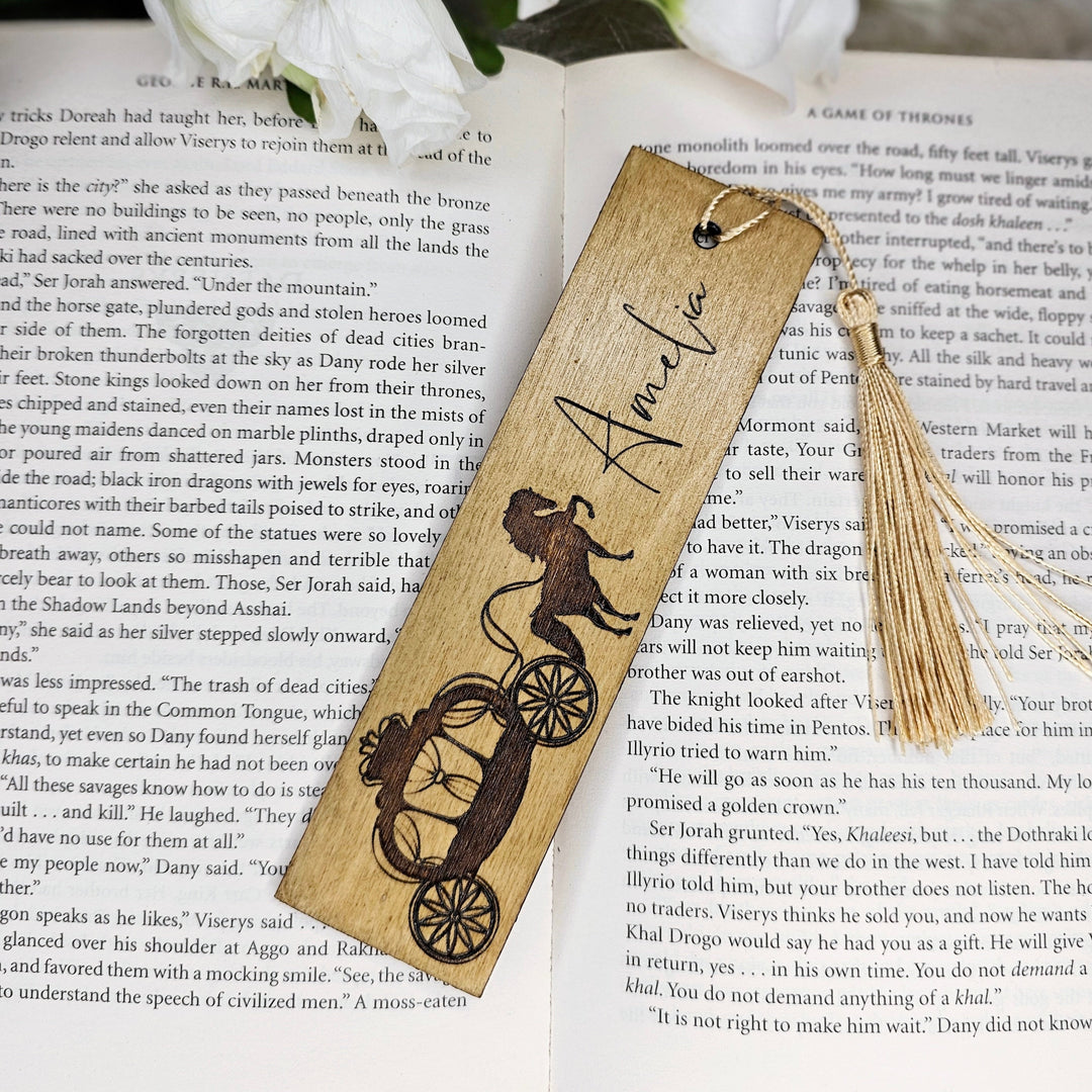 Personalised Wooden Bookmark Princess Horse Carriage