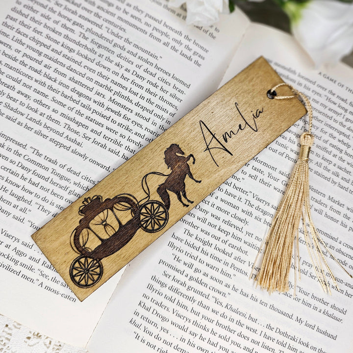 Personalised Wooden Bookmark Princess Horse Carriage