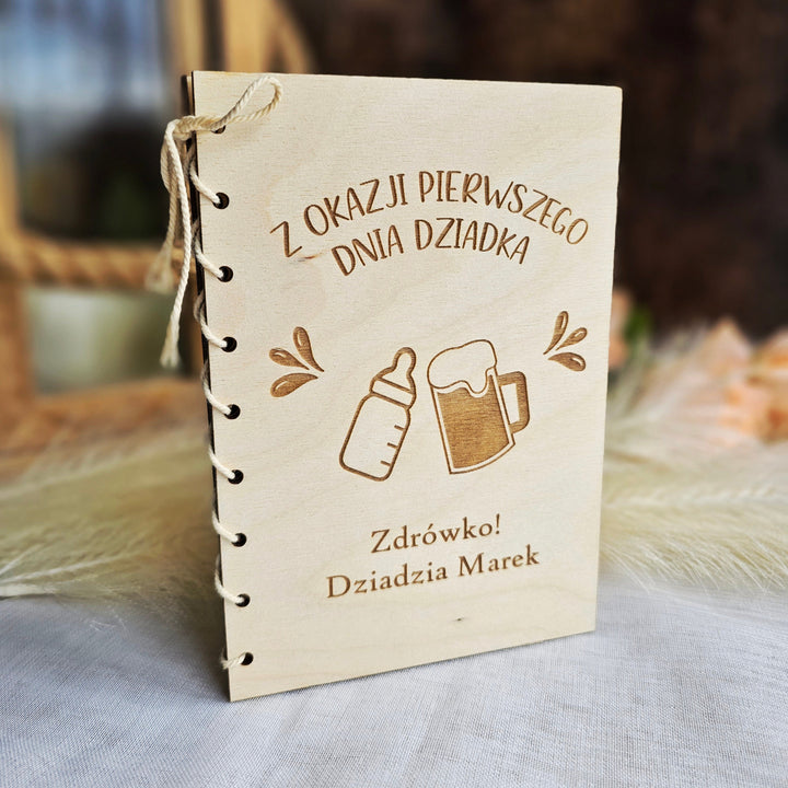 Personalised Wooden Card Polish Grandfather's Day Rustic Keepsake