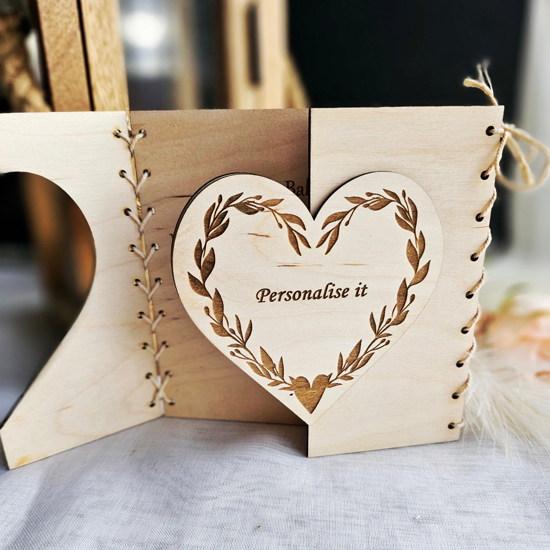 Personalised Wooden Card Keepsake Wreath Heart for Any Occasion