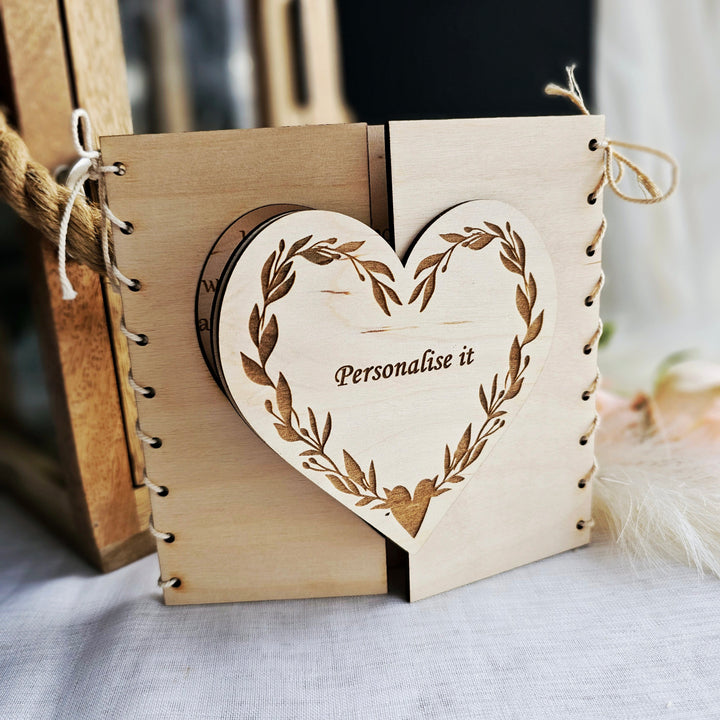 Personalised Wooden Card Keepsake Wreath Heart for Any Occasion