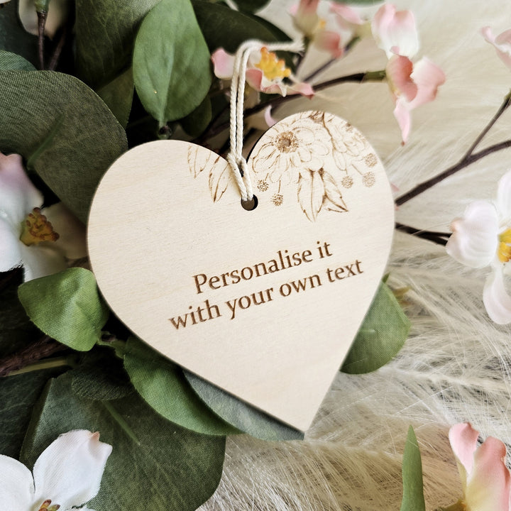 Personalised Wooden Gift Tag with Flowers