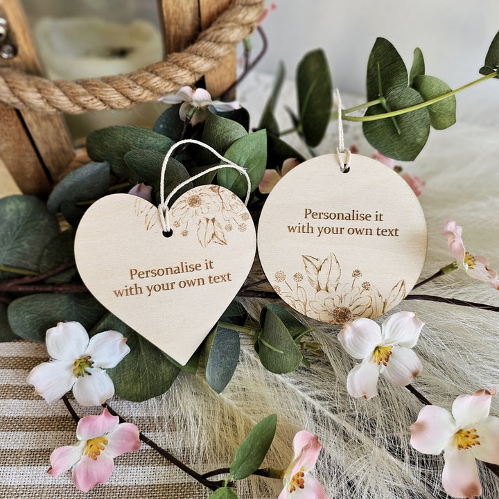 Personalised Wooden Gift Tag with Flowers