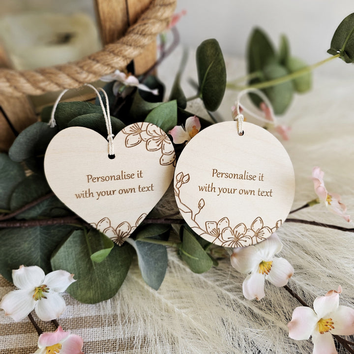 Personalised Wooden Gift Tag - Spring Flowers