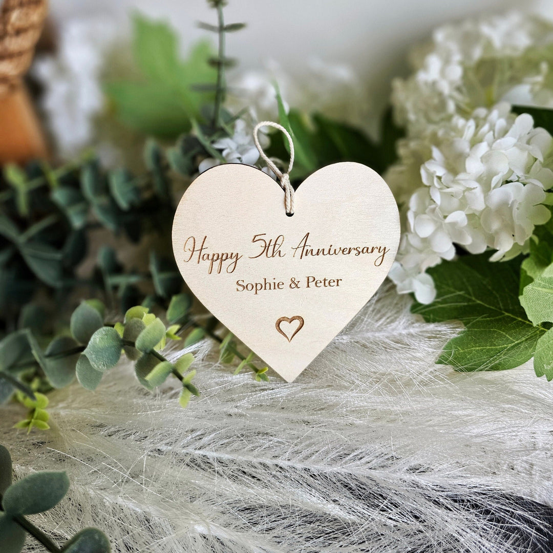 Personalised Happy Anniversary Wooden Gift Tag