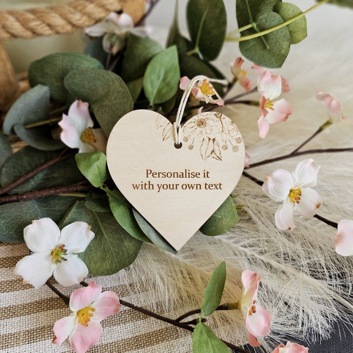 Personalised Wooden Gift Tag with Flowers