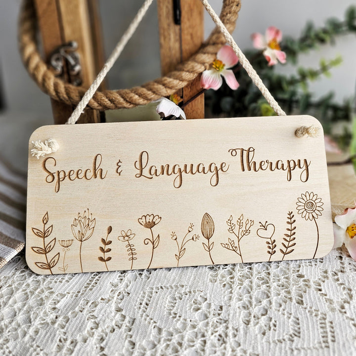 Handmade Personalised Rustic Wooden Plaque - Floral Design