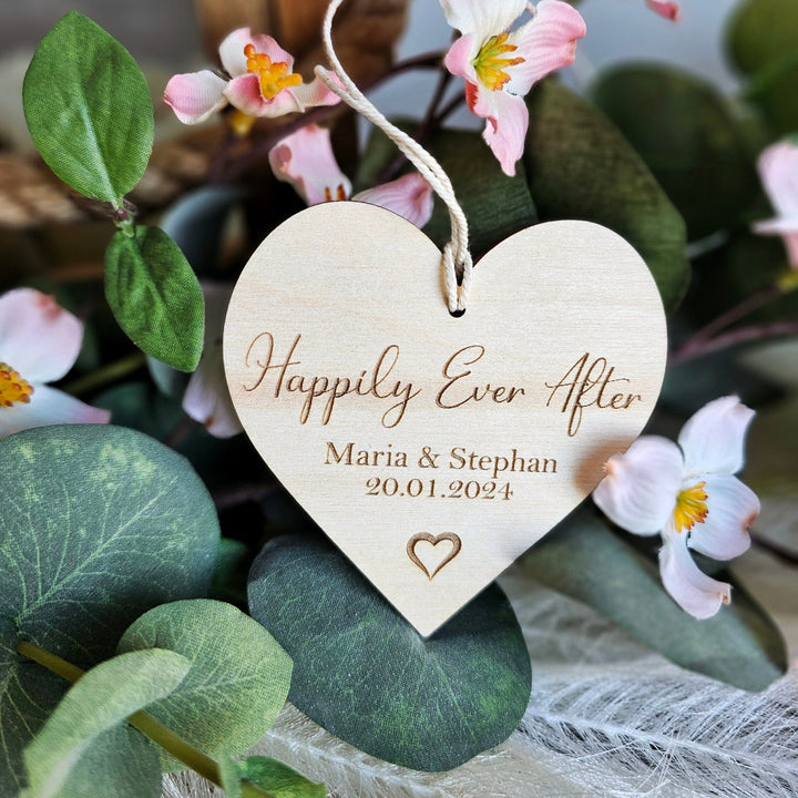 Happily Ever After Keepsake - Personalised Rustic Boho Wedding Gift Tag