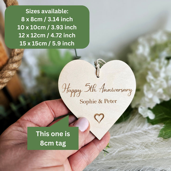 Personalised Happy Anniversary Wooden Gift Tag