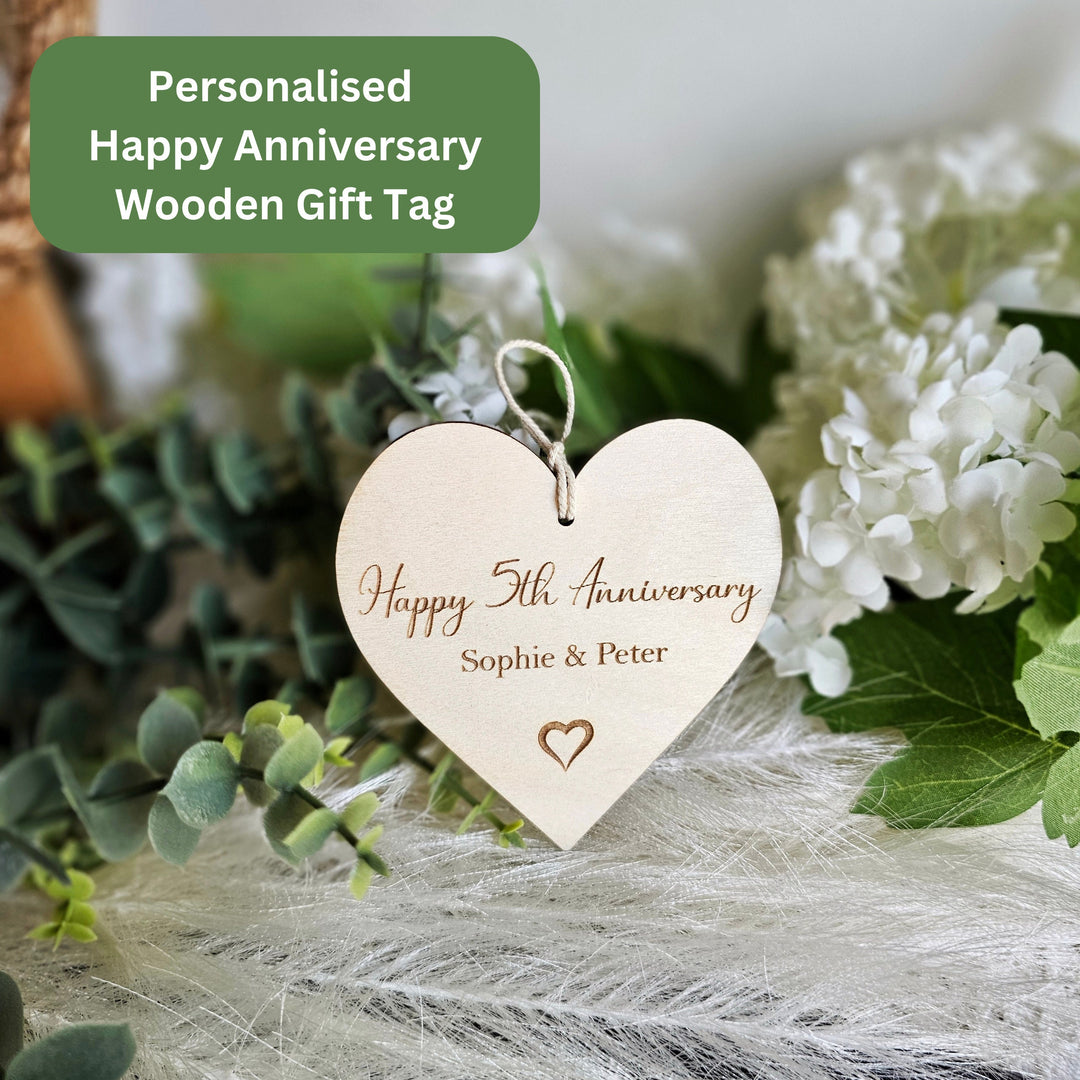 Personalised Happy Anniversary Wooden Gift Tag