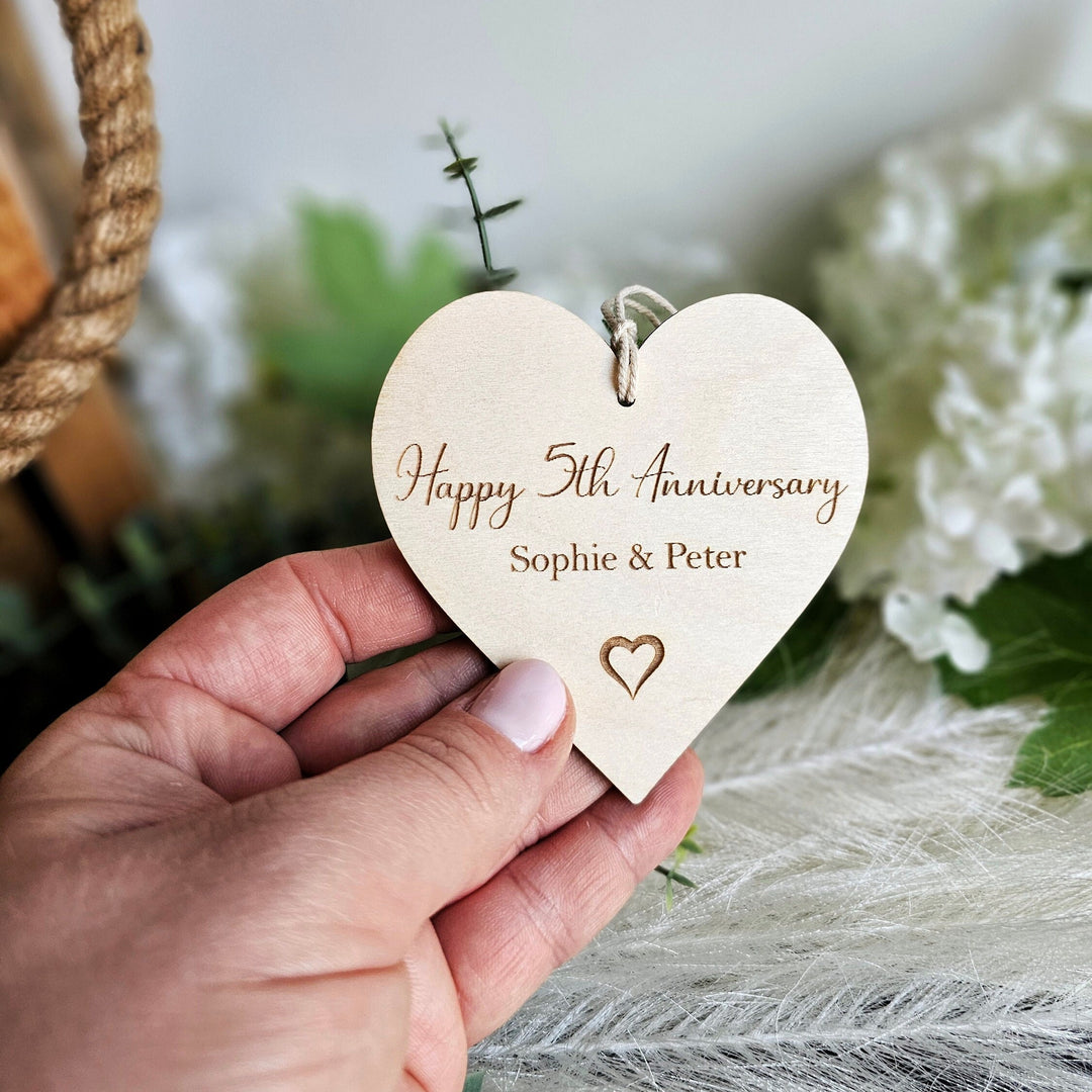 Personalised Happy Anniversary Wooden Gift Tag