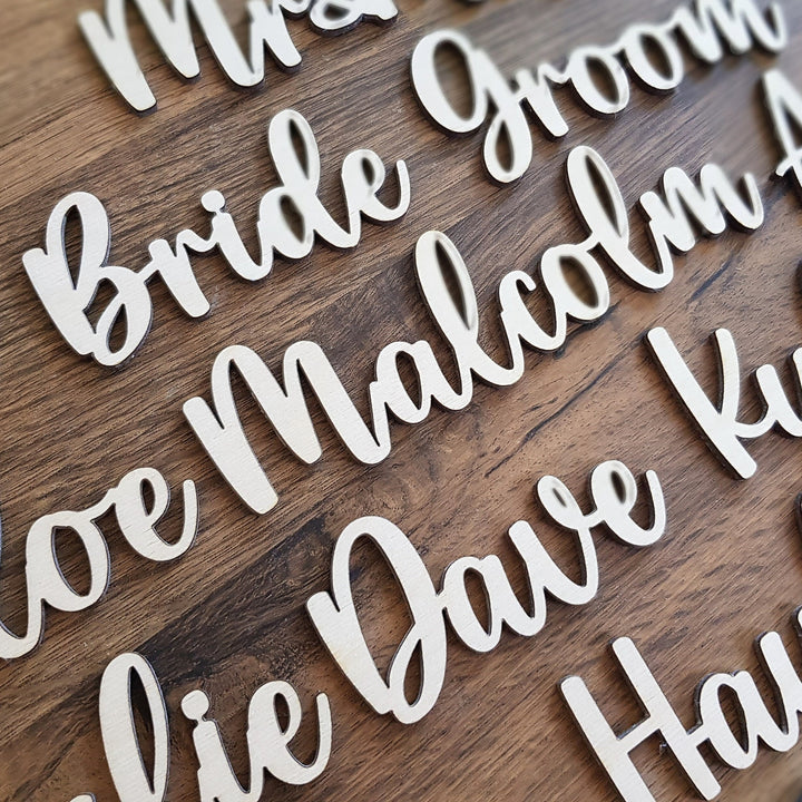 Rustic wood names / words - laser cut out