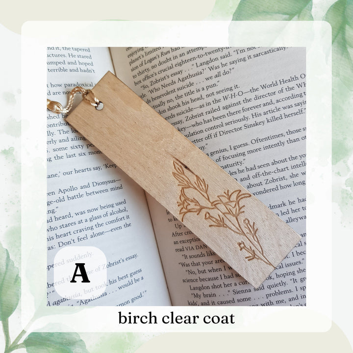 Floral Engraved Wooden Bookmark