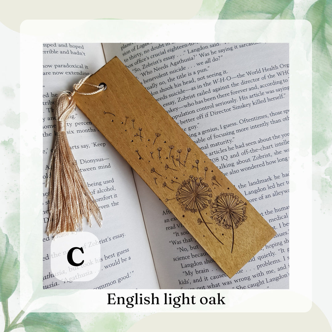 Floral Engraved Wooden Bookmark