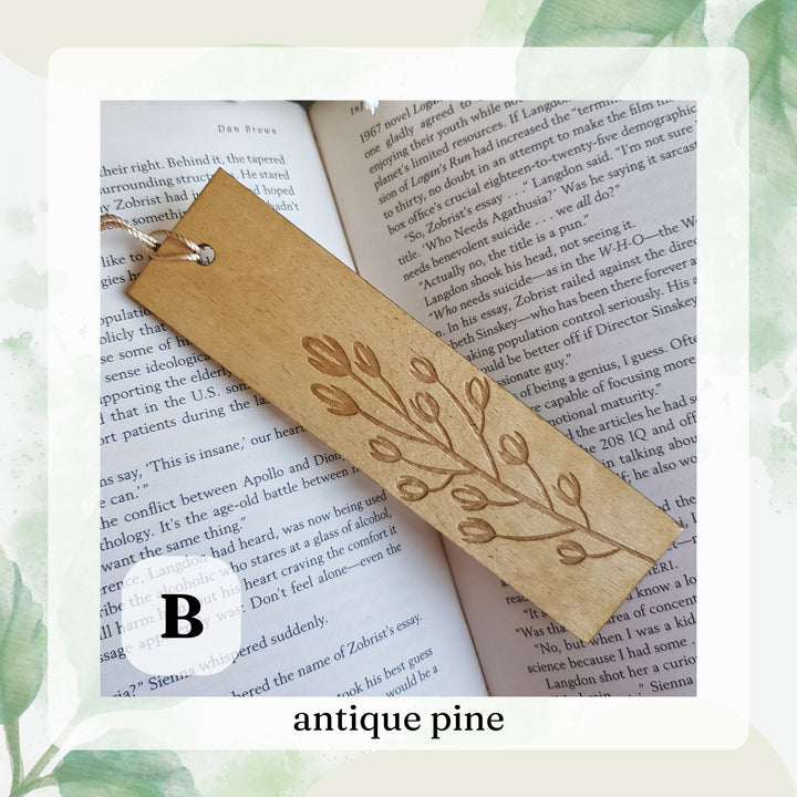 Floral Laser Engraved Wooden Bookmark - Personalised Gift for Book Lovers