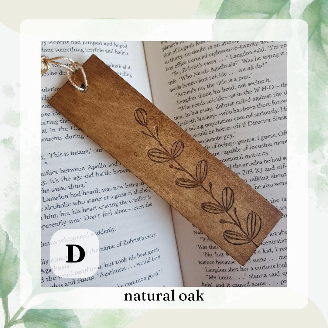 Floral Laser Engraved Wooden Bookmark - Personalised Gift for Book Lovers