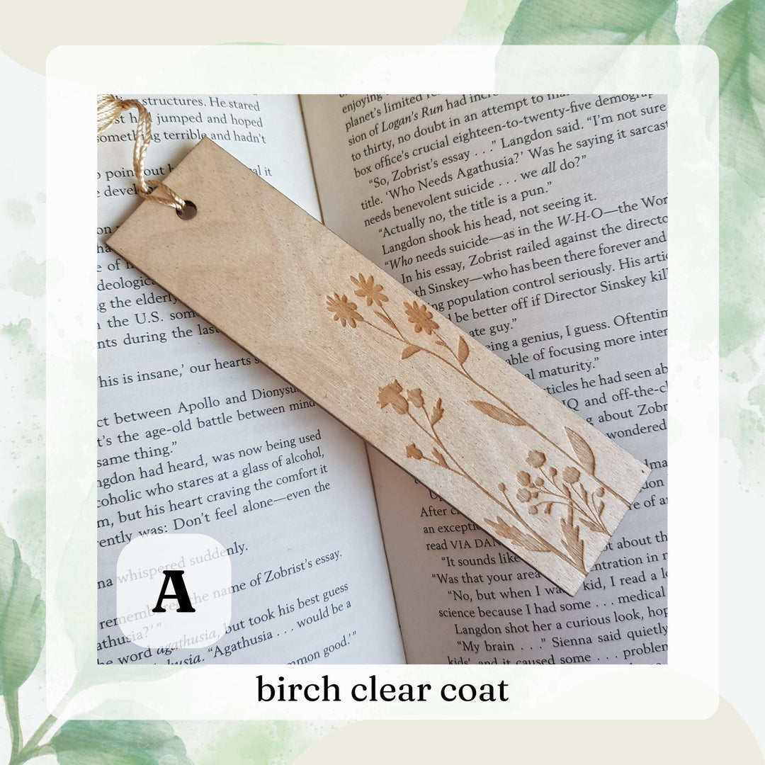 Floral Engraved Wooden Bookmark - Personalised Gift