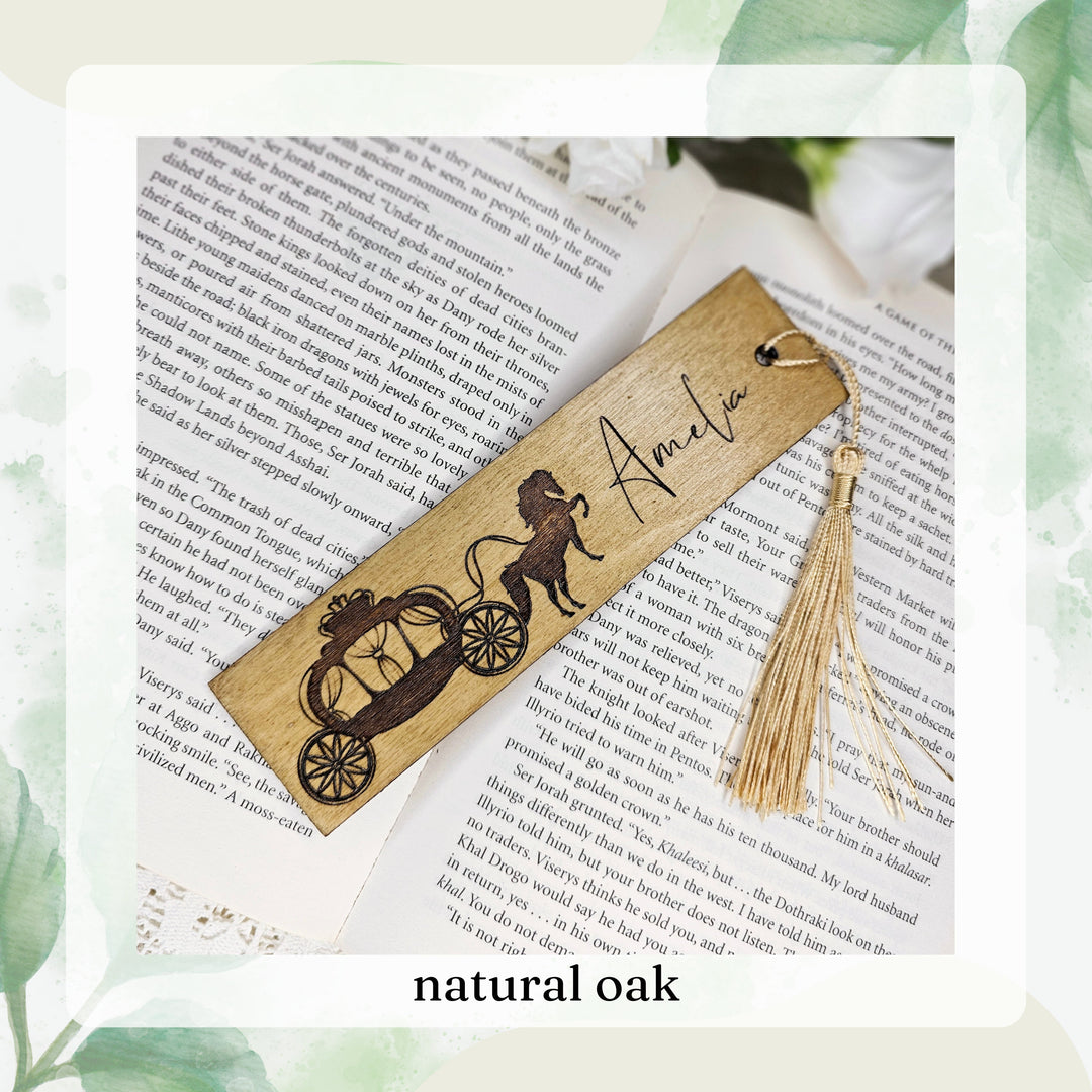 Personalised Wooden Bookmark Princess Horse Carriage