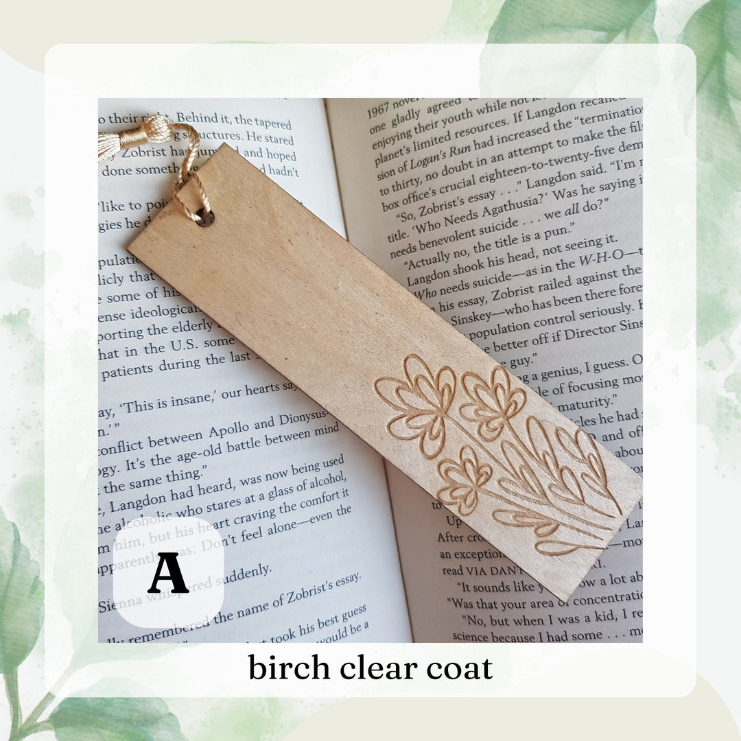 Floral Laser Engraved Wooden Bookmark - Personalised Gift for Book Lovers