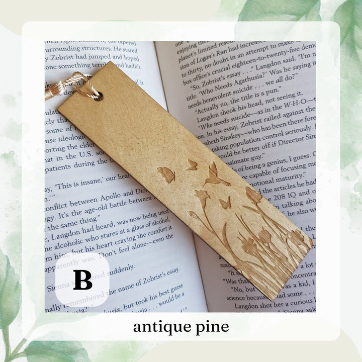 Floral Engraved Wooden Bookmark - Personalised Gift