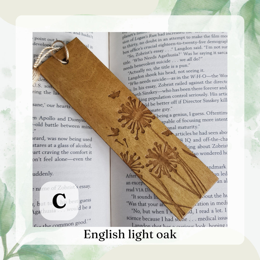 Floral Engraved Wooden Bookmark - Personalised Gift