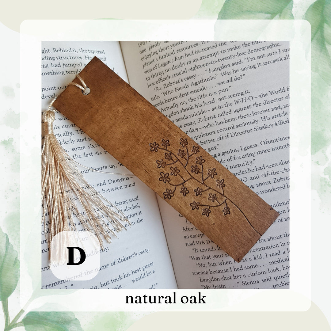 Floral Engraved Wooden Bookmark - Personalised Gift