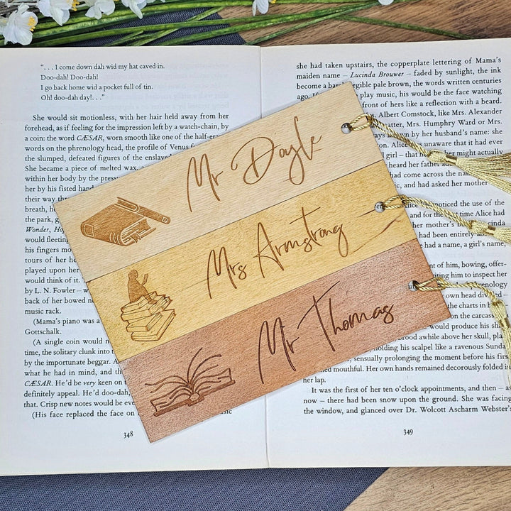 Personalised Wooden Bookmark - Book Lover Gift