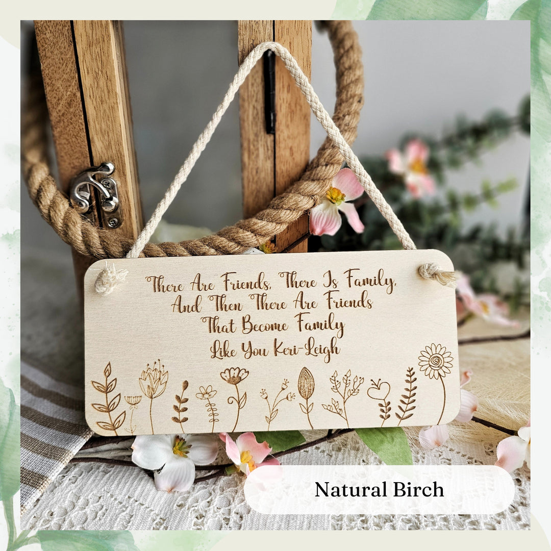 Handmade Personalised Rustic Wooden Plaque - Floral Design