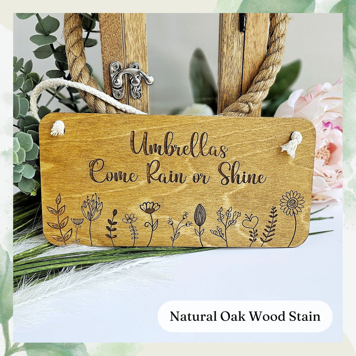 Handmade Personalised Rustic Wooden Plaque - Floral Design