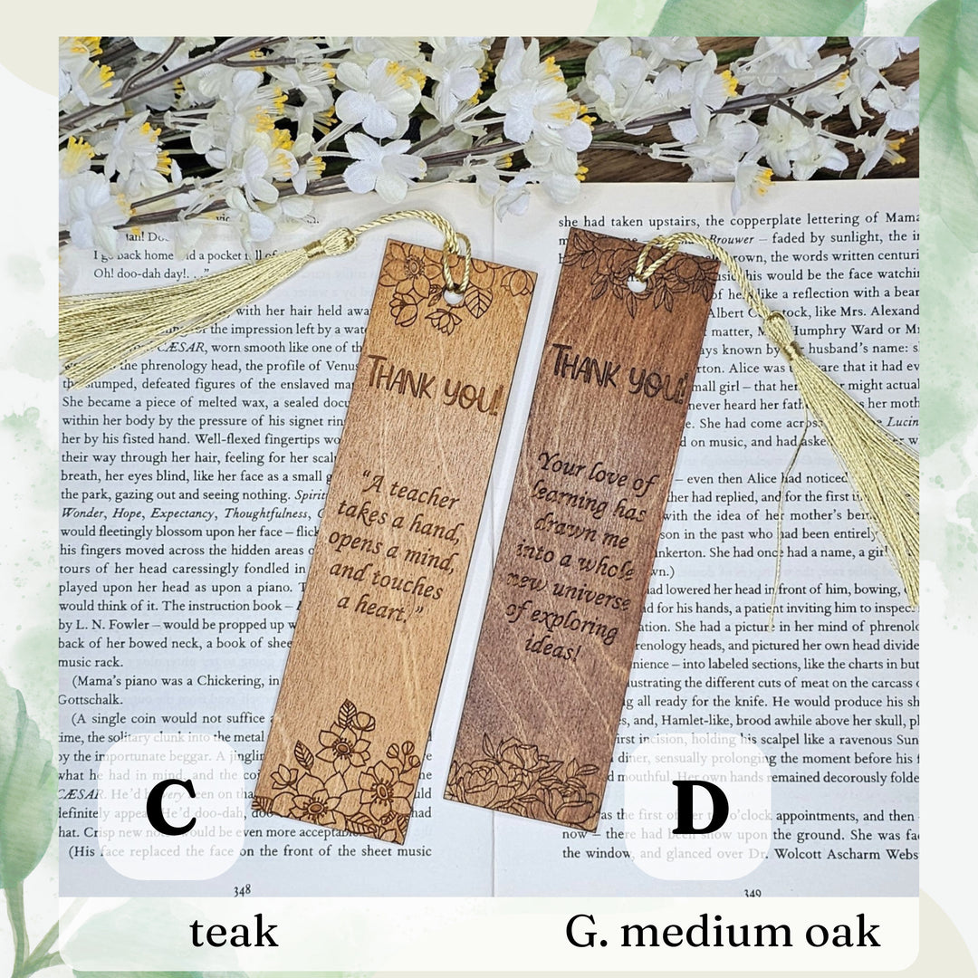 Personalised Wooden Bookmark Flower Border