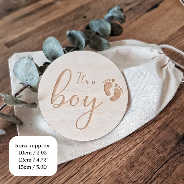 Wooden Baby Announcement It's a girl/boy | Milestone Card / Discs Photo Prop Plaque | | Social Media Flat Lay Prop