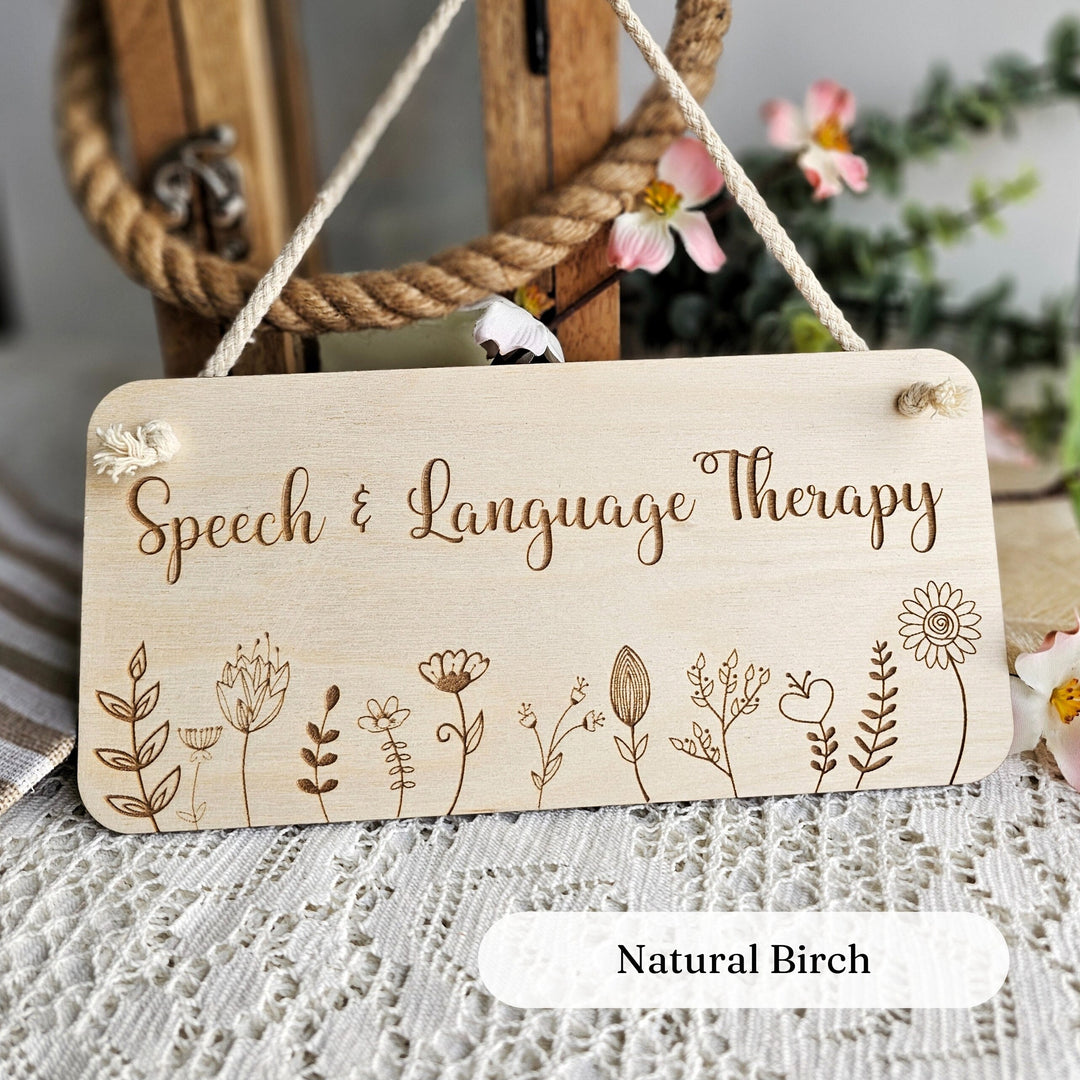 Handmade Personalised Rustic Wooden Plaque - Floral Design