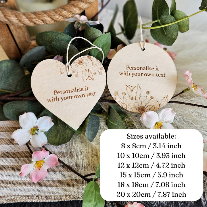 Personalised Wooden Gift Tag with Flowers