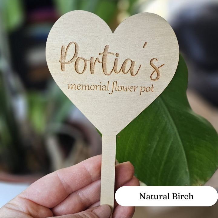 Personalised wooden plant gift tag - Heart shape