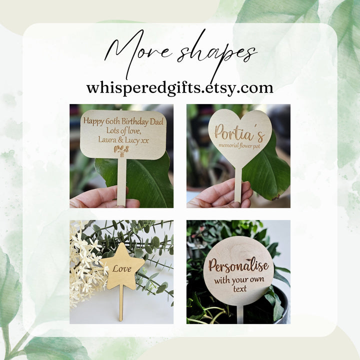 Personalised Wooden Plant Tag - Anniversary, Mother's Day, Teacher Appreciation, Birthdays, New Home Gift