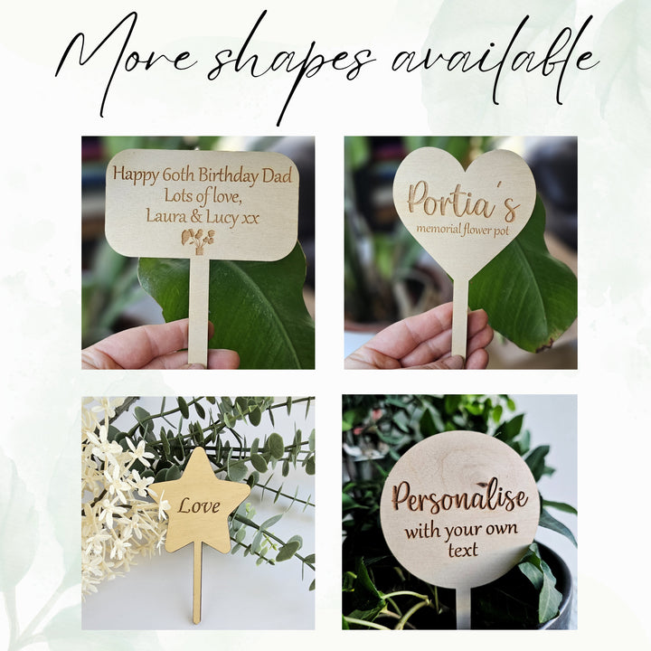 Personalised wooden plant gift tag - Round shape