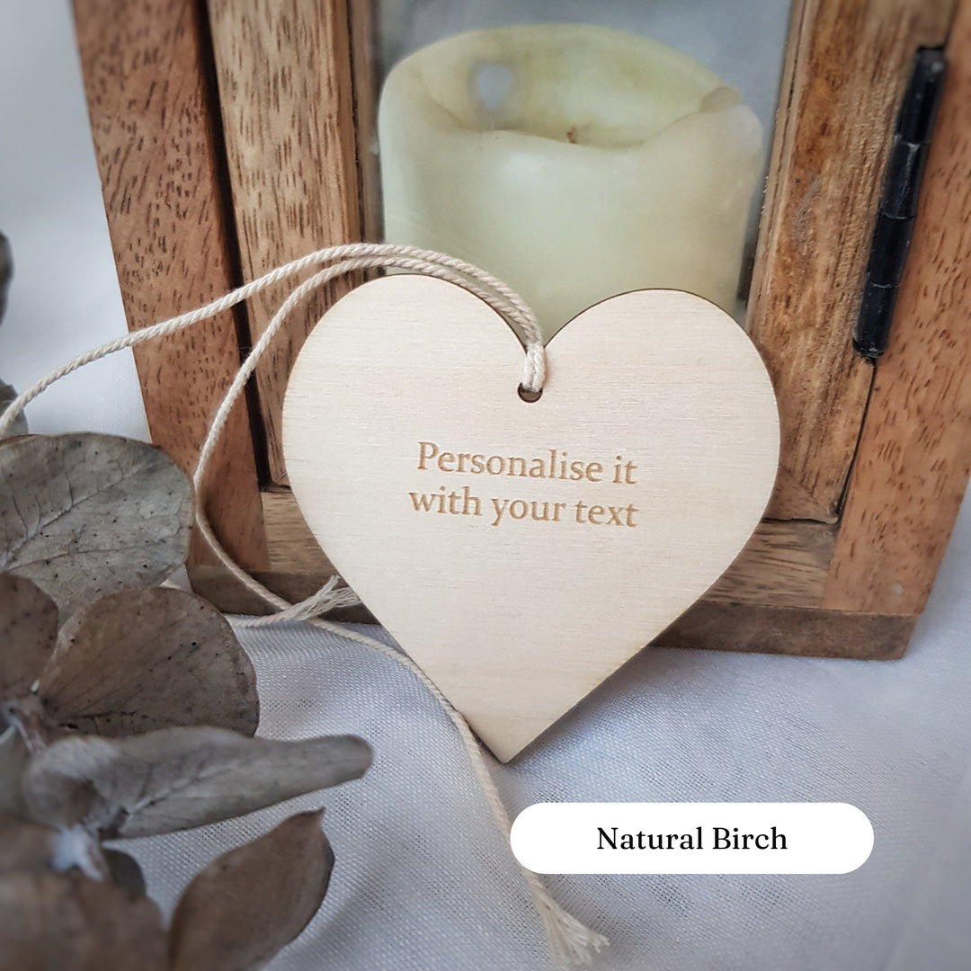 Personalised wooden heart gift tag