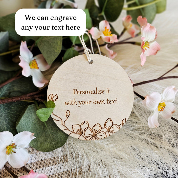 Personalised Wooden Gift Tag - Spring Flowers