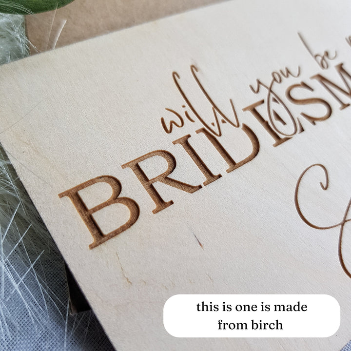 Personalised Will You Be My Bridesmaid Card, Wooden Wedding Proposal Card, Maid of Honour, Flower Girl - Bride Squad