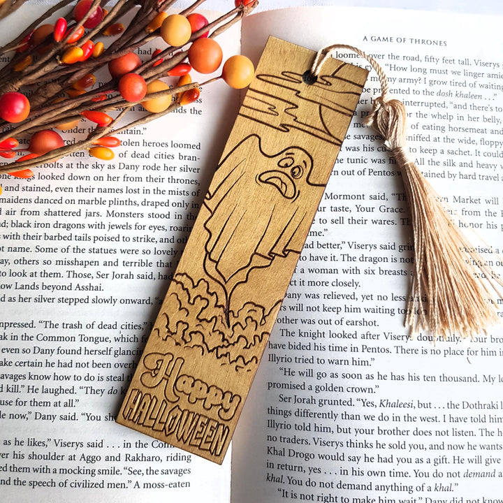 Halloween Ghost Bookmark for the Autumn Season, Pumpkin Fall Bookmarks for Book Lovers, Spooky Reading Festival, Birthday Gift